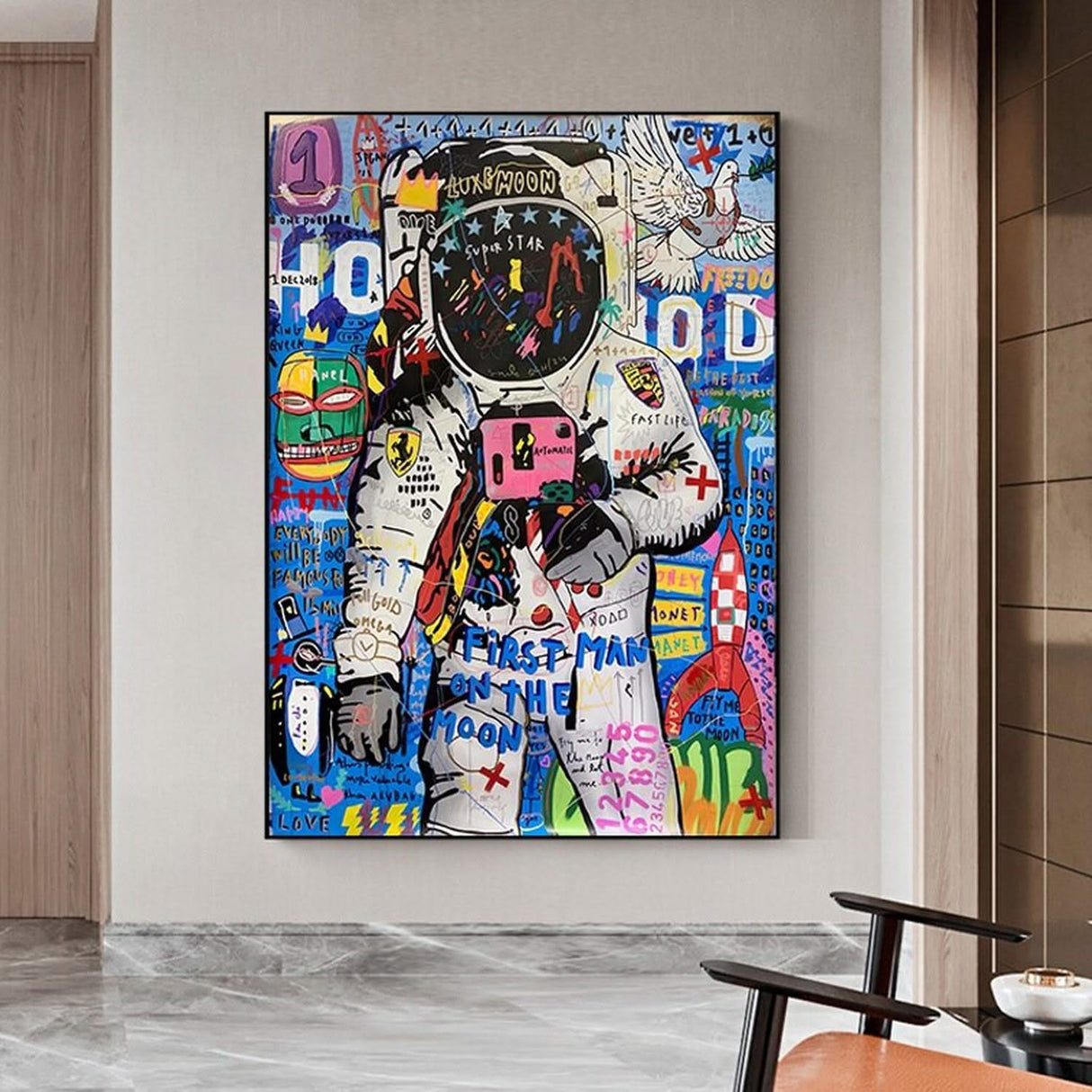 Graffiti Street Art Astronaut Canvas Wall Art-ChandeliersDecor.com
