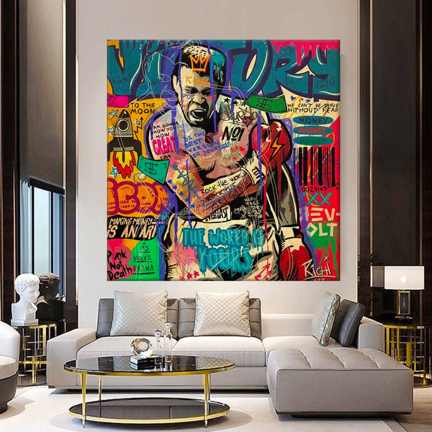 ChandeliersDecor.com-Wall Posters-Graffiti Wall Art Lovers Kiss Canvas Wall Art