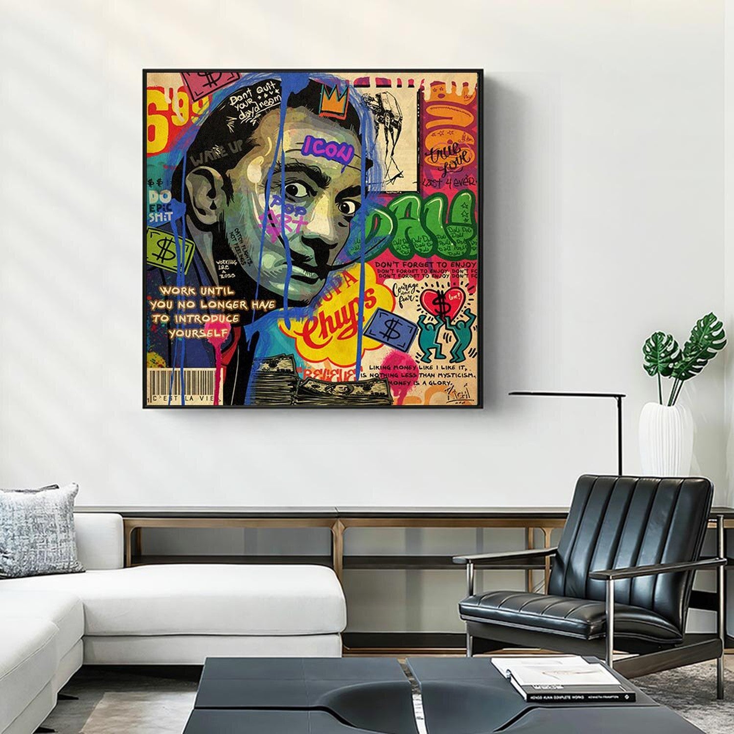 ChandeliersDecor.com-Wall Posters-Graffiti Wall Art Lovers Kiss Canvas Wall Art