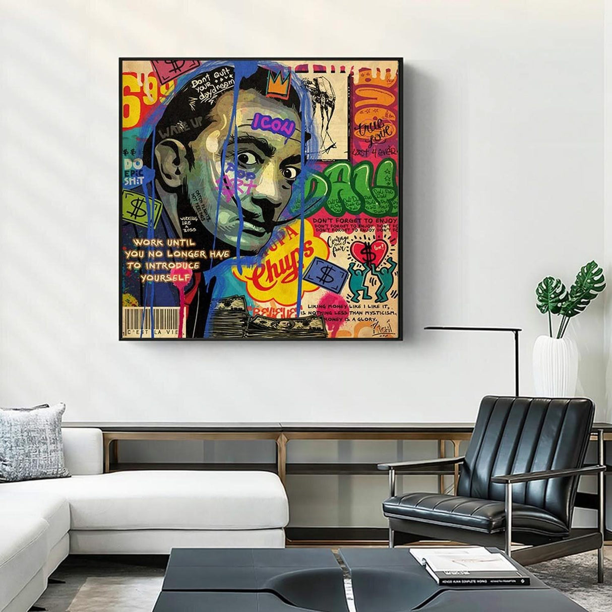 Graffiti Wall Art Lovers Kiss Canvas Wall Art-ChandeliersDecor.com
