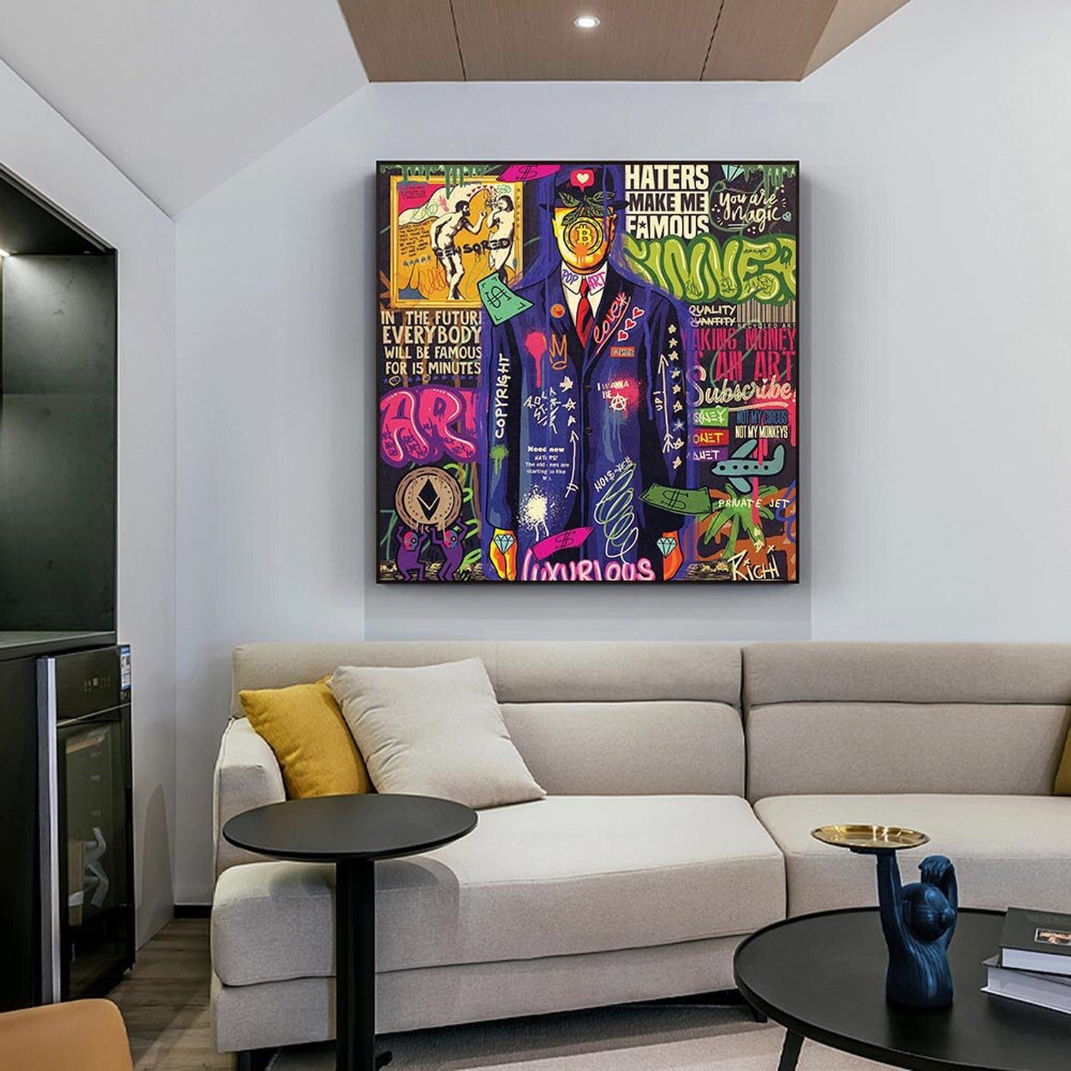 ChandeliersDecor.com-Wall Posters-Graffiti Wall Art Lovers Kiss Canvas Wall Art