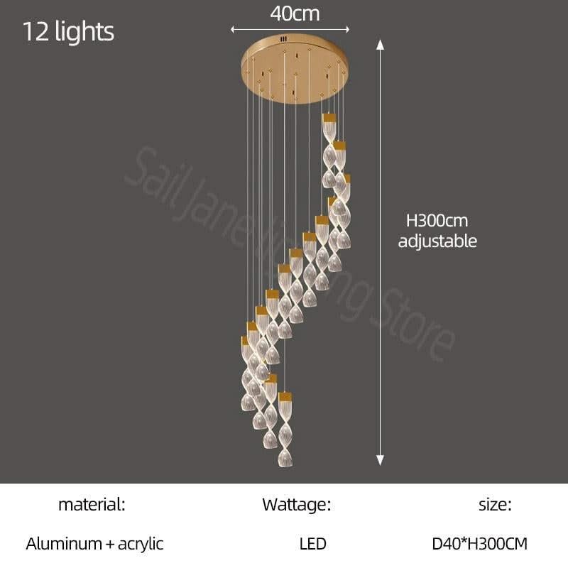 ChandeliersDecor.com-Staircase Chandelier-Grand Twirl Staircase Chandelier: Premium Lighting Solution