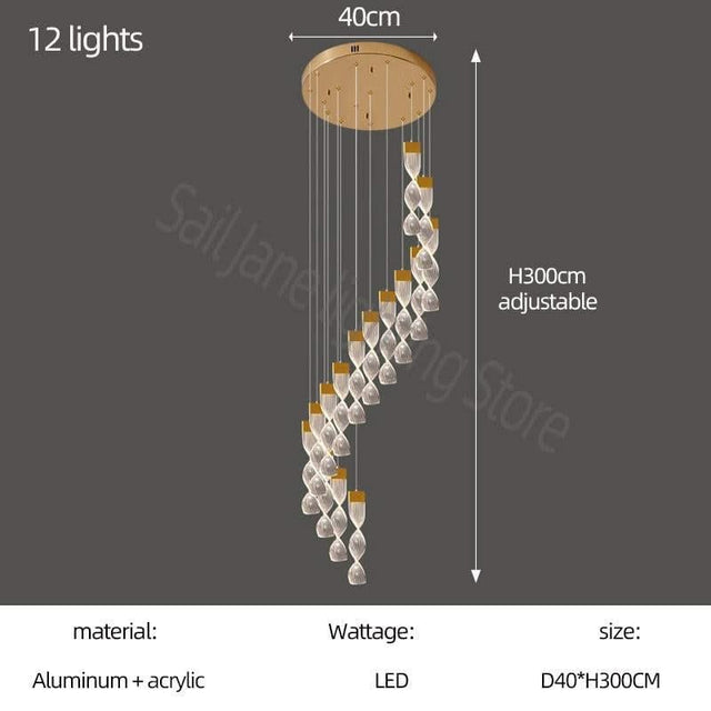 ChandeliersDecor.com-Staircase Chandelier-Grand Twirl Staircase Chandelier: Premium Lighting Solution