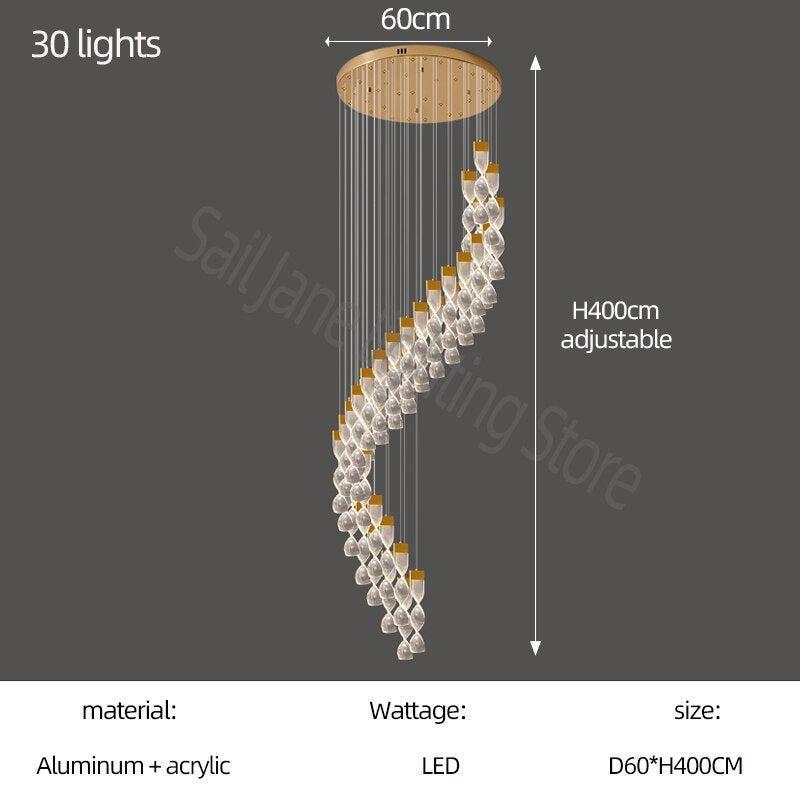 ChandeliersDecor.com-Staircase Chandelier-Grand Twirl Staircase Chandelier: Premium Lighting Solution