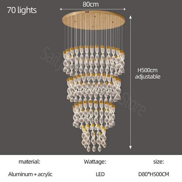 ChandeliersDecor.com-Staircase Chandelier-Grand Twirl Staircase Chandelier: Premium Lighting Solution
