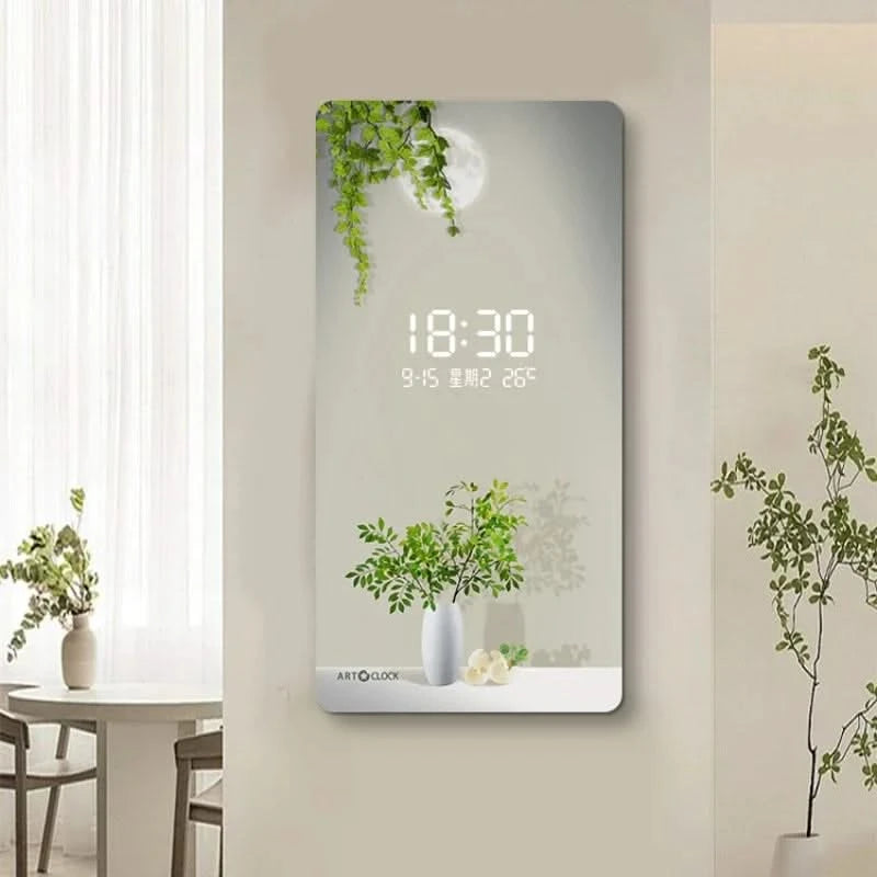 Green Plant Digital Plug-in Electronic Wall Clock-ChandeliersDecor.com