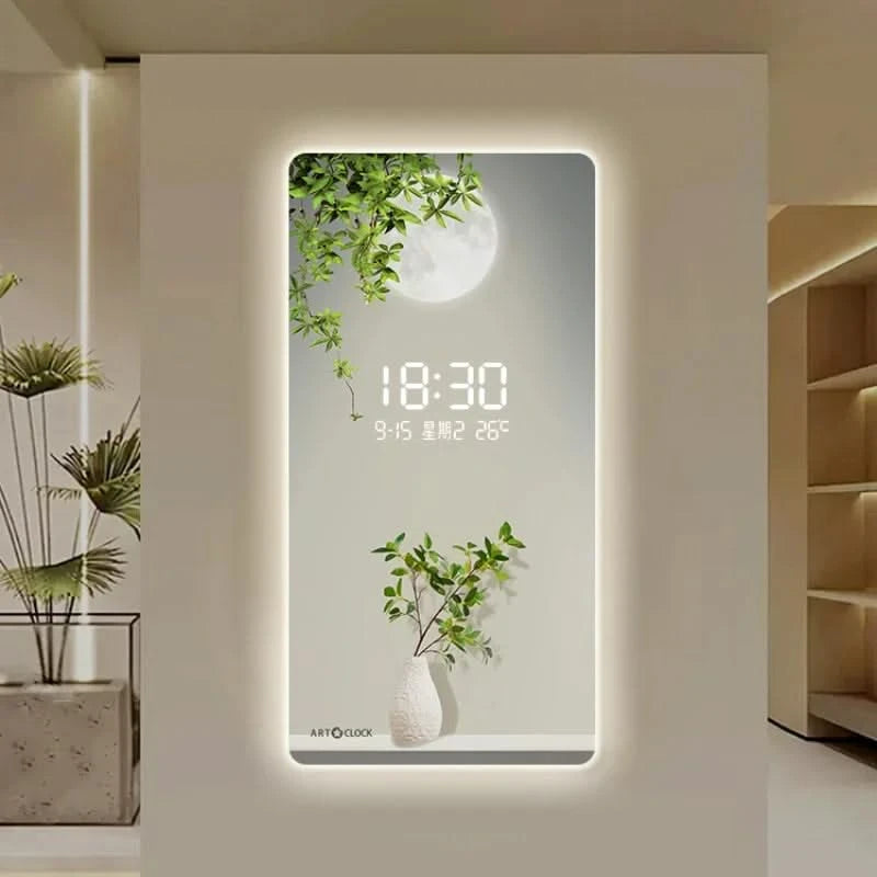 Green Plant Digital Plug-in Electronic Wall Clock-ChandeliersDecor.com
