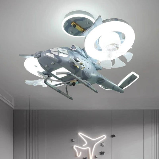 Helicopter with 2 fans Rotatable Kids Ceiling Light-ChandeliersDecor.com