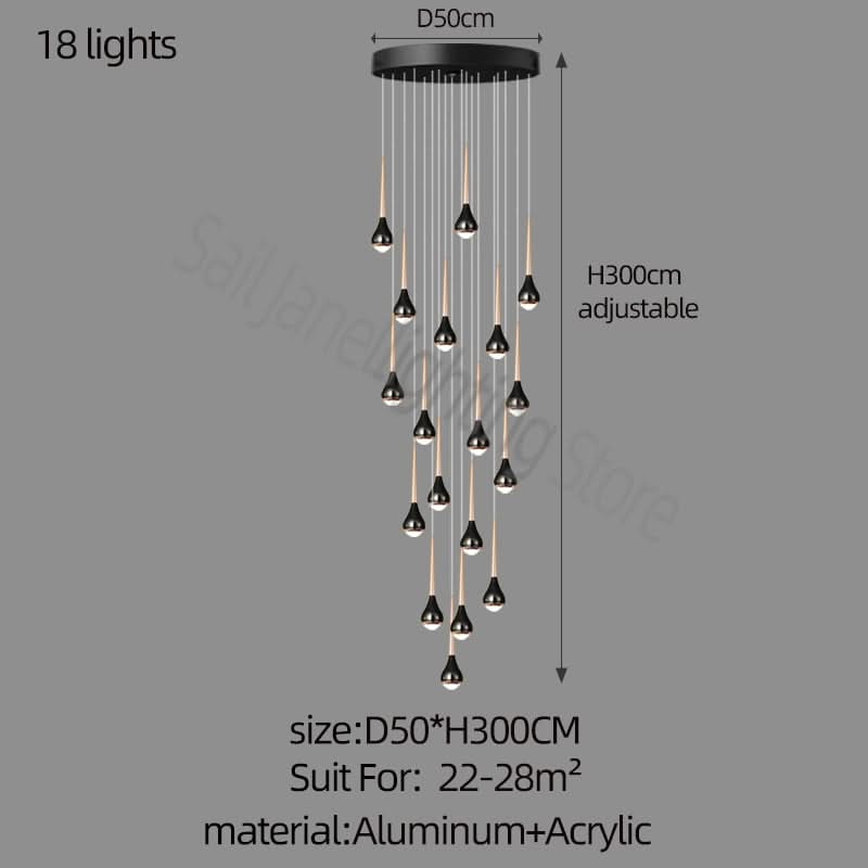 ChandeliersDecor.com-Staircase Chandelier-Hollow High Chandelier Light