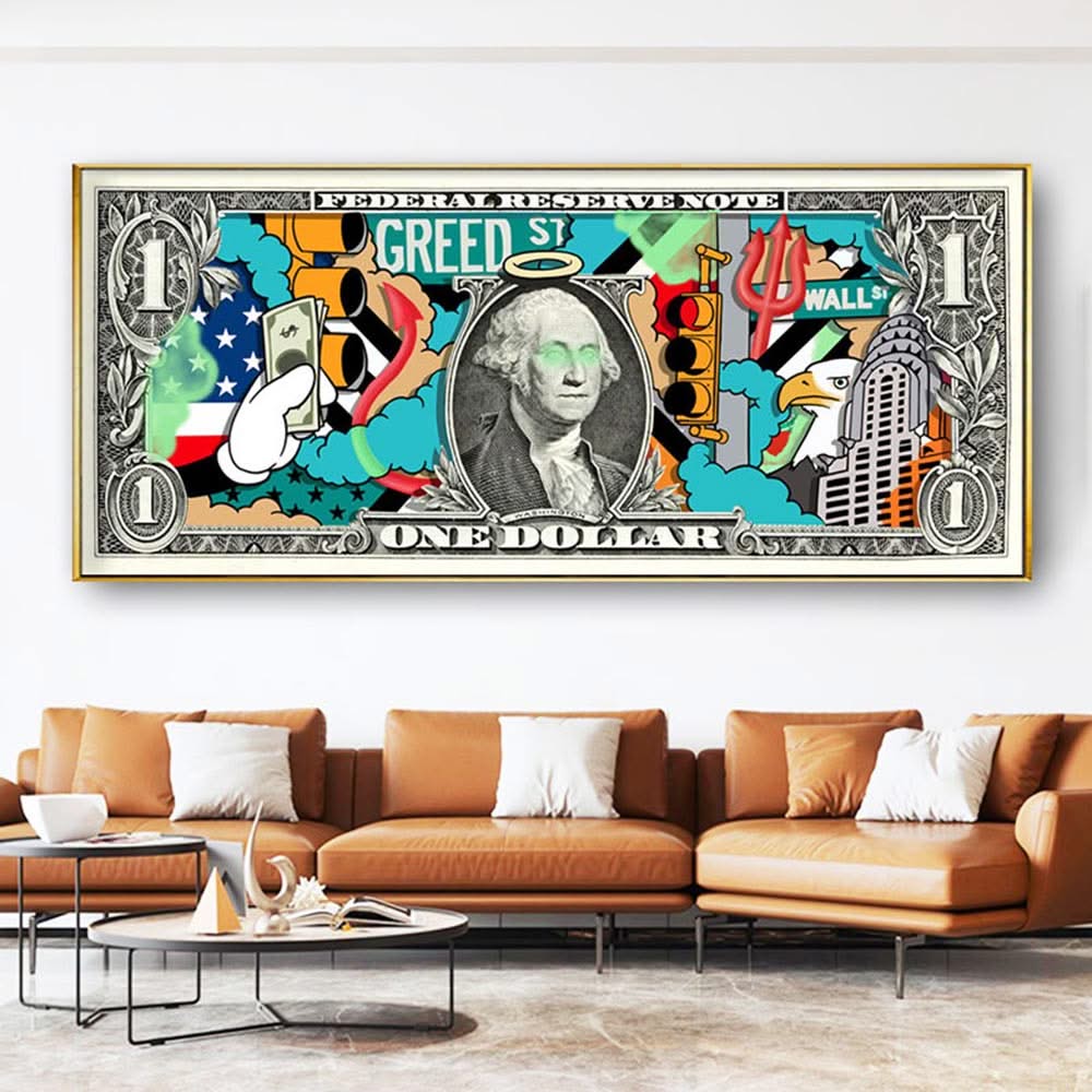 Hundred Dollar Money Canvas Wall Art-ChandeliersDecor.com
