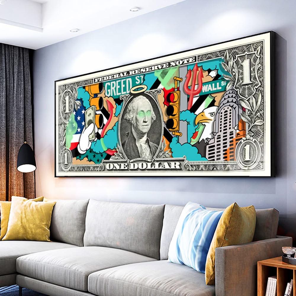 Hundred Dollar Money Canvas Wall Art-ChandeliersDecor.com