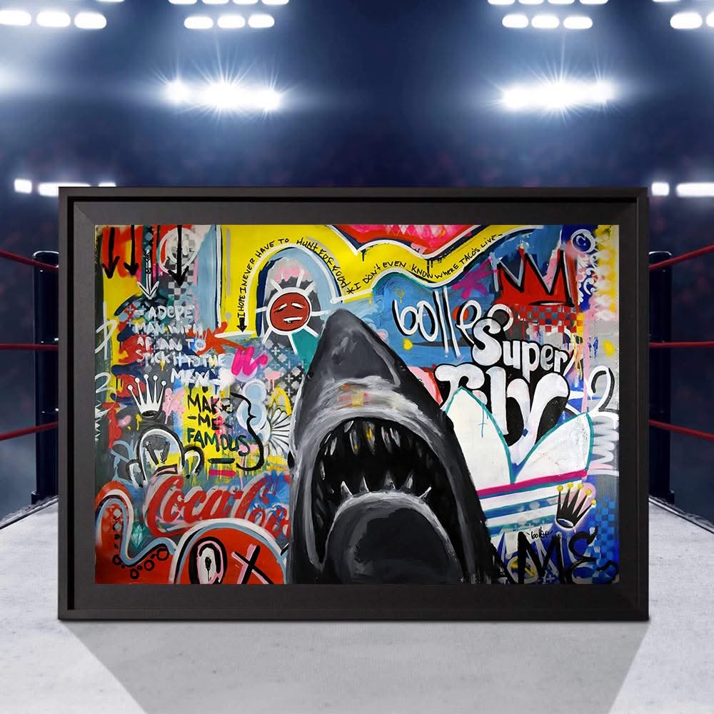 Hungry Shark Canvas Wall Art-ChandeliersDecor.com