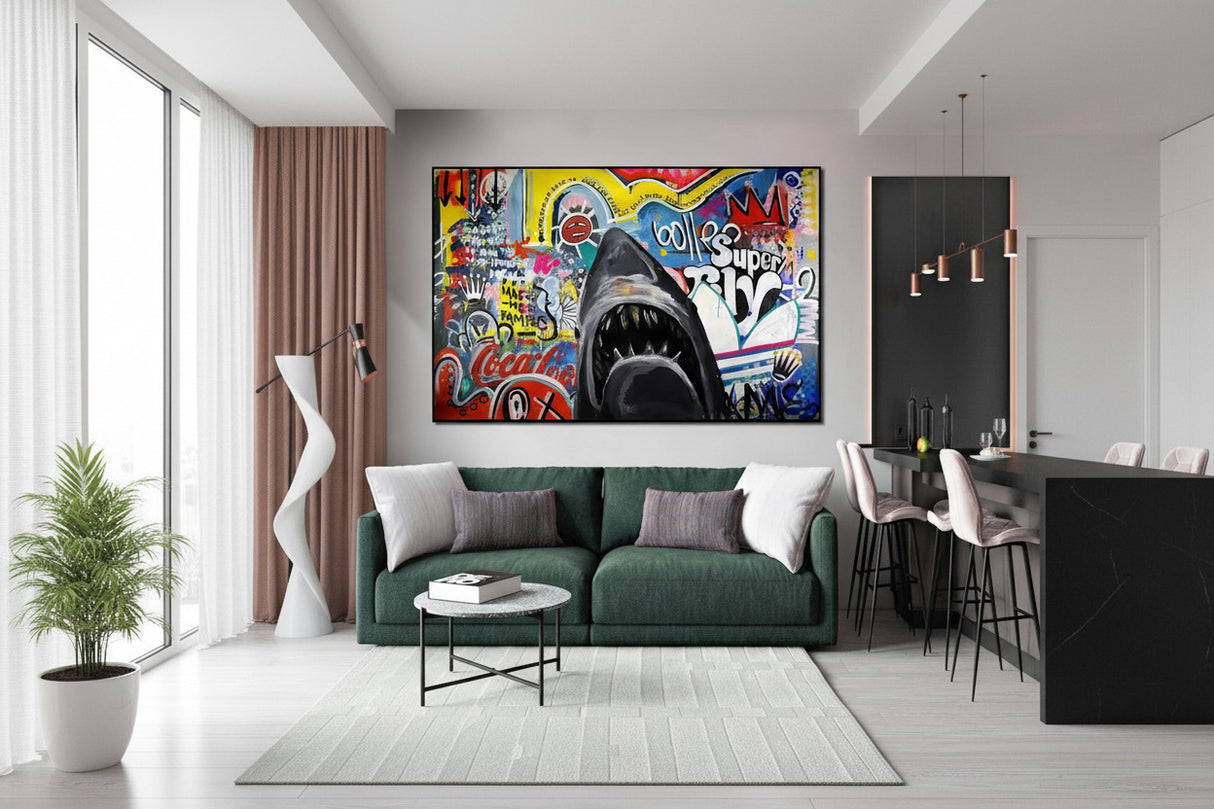 Hungry Shark Canvas Wall Art-ChandeliersDecor.com