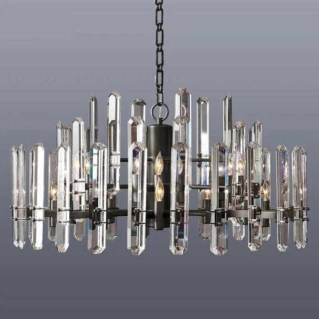 Illuminate Your Space with the K9 Crystal Brass Metal Chrome Black Chandelier-ChandeliersDecor.com
