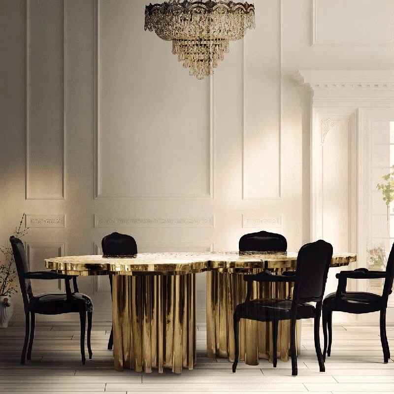 Italian Light Luxury Brass Dining Table-ChandeliersDecor.com