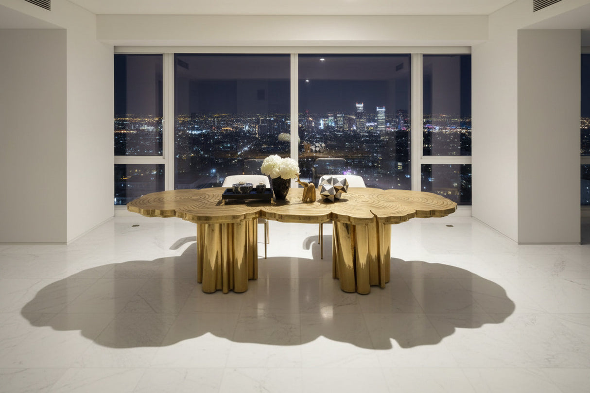 Italian Light Luxury Brass Dining Table-ChandeliersDecor.com