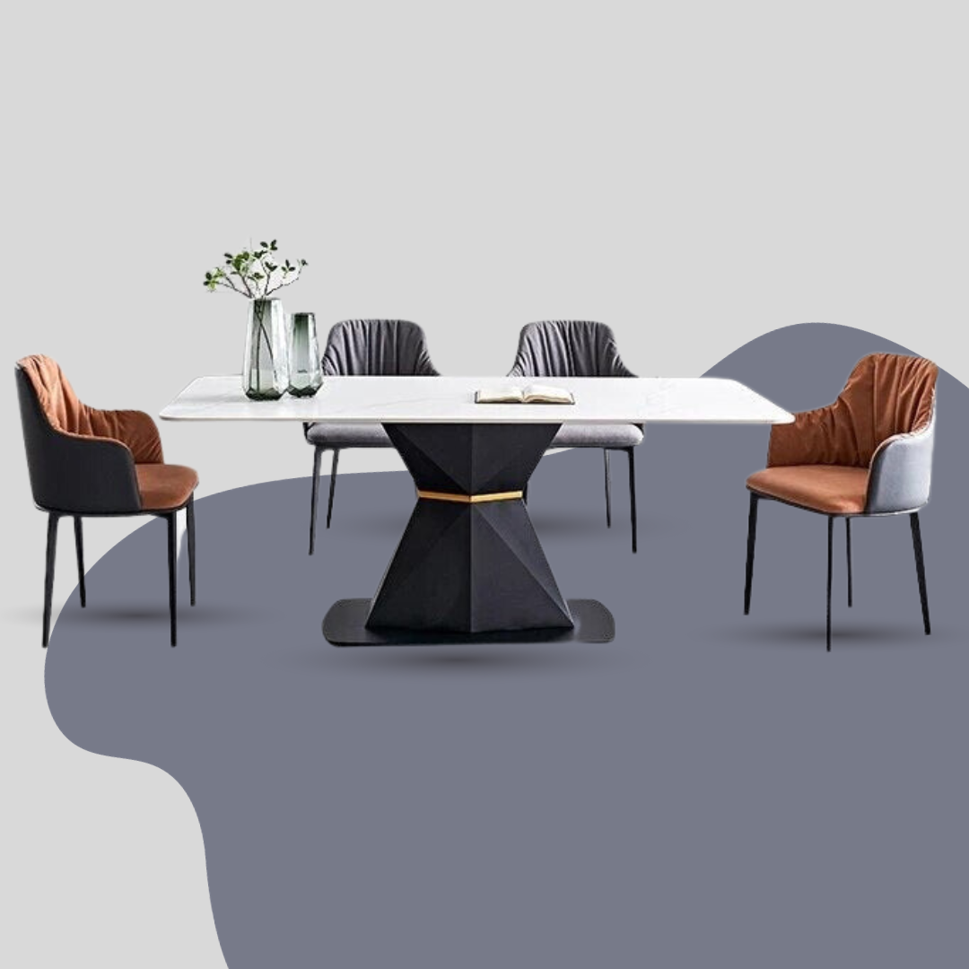 Italian Rock Slab Faux Marble 'The Slate' Dining Table-ChandeliersDecor.com