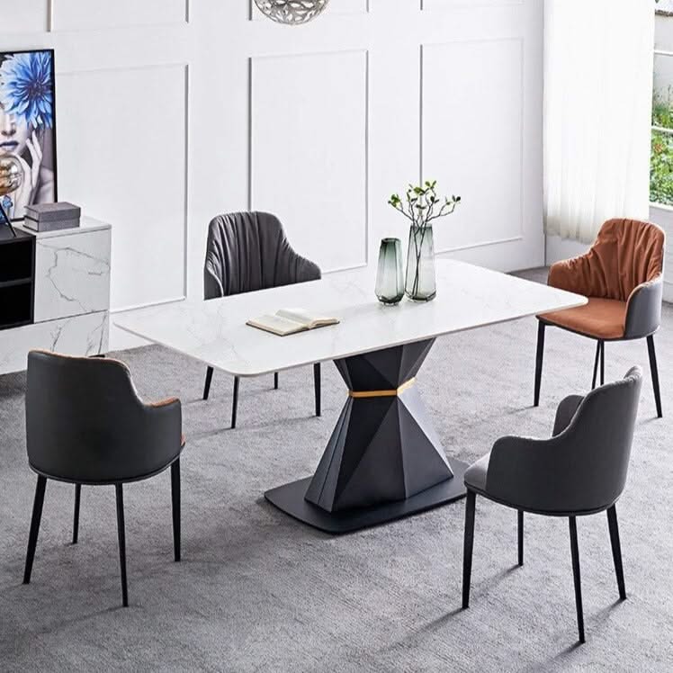 Italian Rock Slab Faux Marble 'The Slate' Dining Table-ChandeliersDecor.com