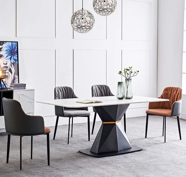 Italian Rock Slab Faux Marble 'The Slate' Dining Table-ChandeliersDecor.com