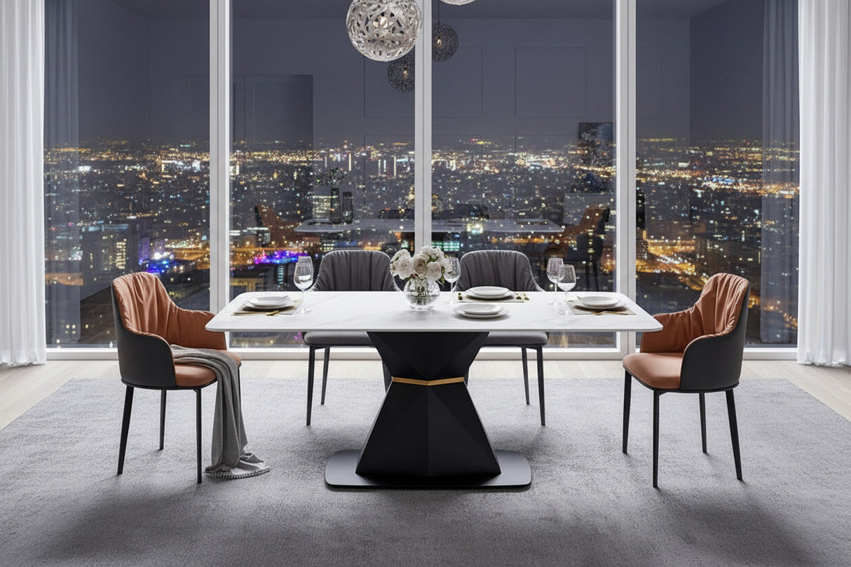 Italian Rock Slab Faux Marble 'The Slate' Dining Table-ChandeliersDecor.com
