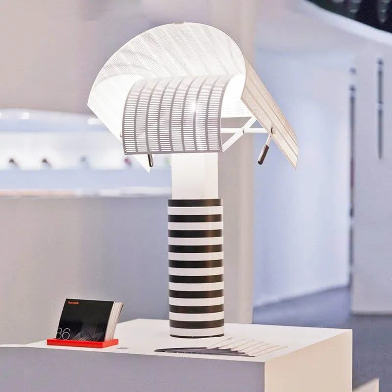 Italian Shogun Table Lamp: Modern Stripe Grid Desk Light-ChandeliersDecor.com