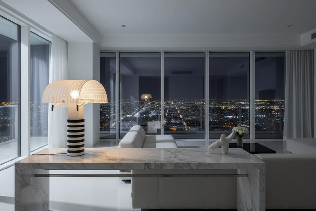 Italian Shogun Table Lamp: Modern Stripe Grid Desk Light-ChandeliersDecor.com