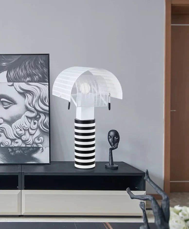 Italian Shogun Table Lamp: Modern Stripe Grid Desk Light-ChandeliersDecor.com