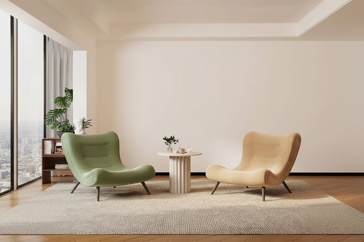 Italian Style Velvet Wood Legs Sofa Chair-ChandeliersDecor.com