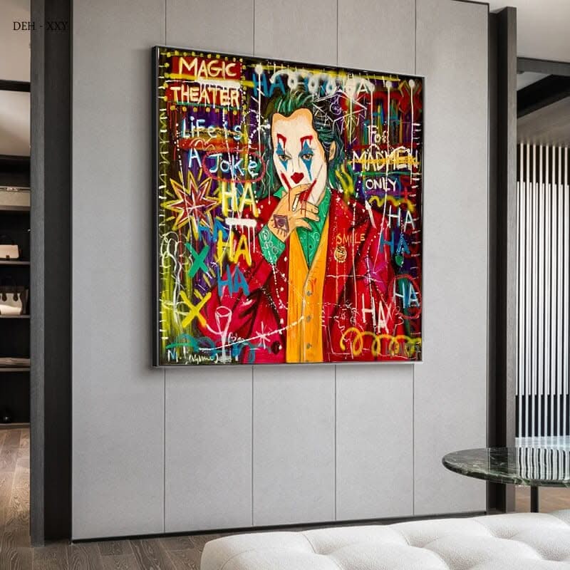 Joker Character Street Art Canvas Wall Art-ChandeliersDecor.com