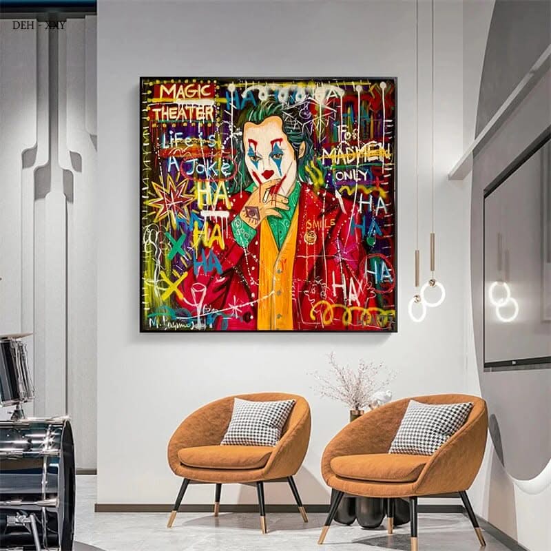 Joker Character Street Art Canvas Wall Art-ChandeliersDecor.com