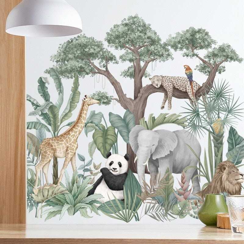 ChandeliersDecor.com-Wallpapers Murals-Jungle Animal Wall Decals - Woodland Nursery Room Decor