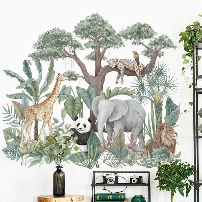 ChandeliersDecor.com-Wallpapers Murals-Jungle Animal Wall Decals - Woodland Nursery Room Decor