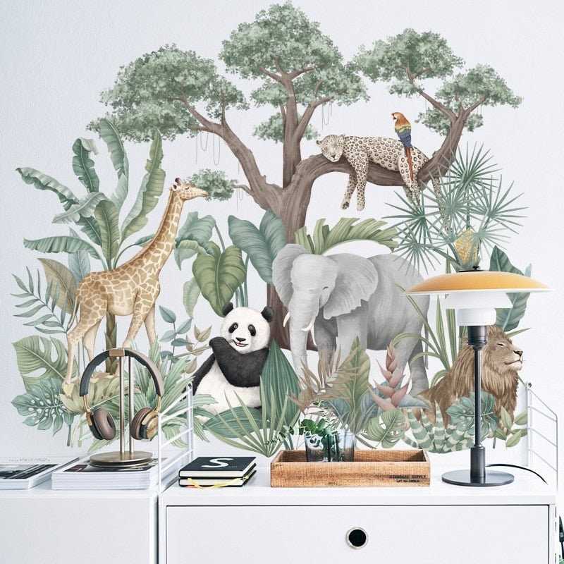 ChandeliersDecor.com-Wallpapers Murals-Jungle Animal Wall Decals - Woodland Nursery Room Decor