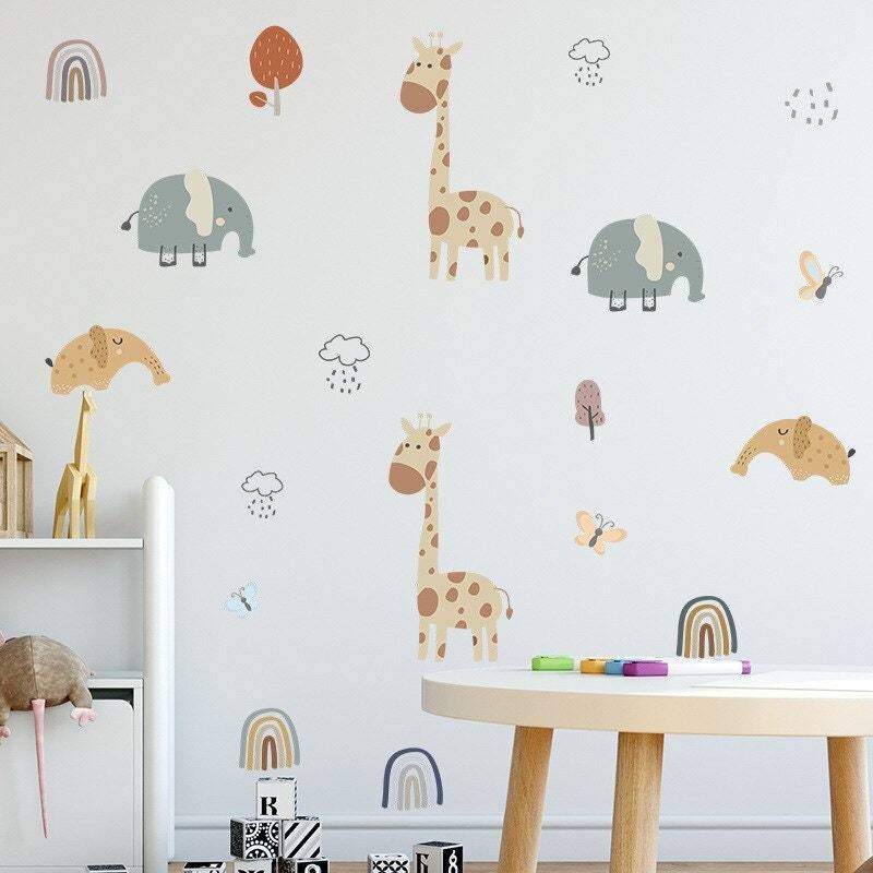 ChandeliersDecor.com-Home Decor Decals-Jungle Animals Wall Decal - Nursery Wall Sticker for Kids