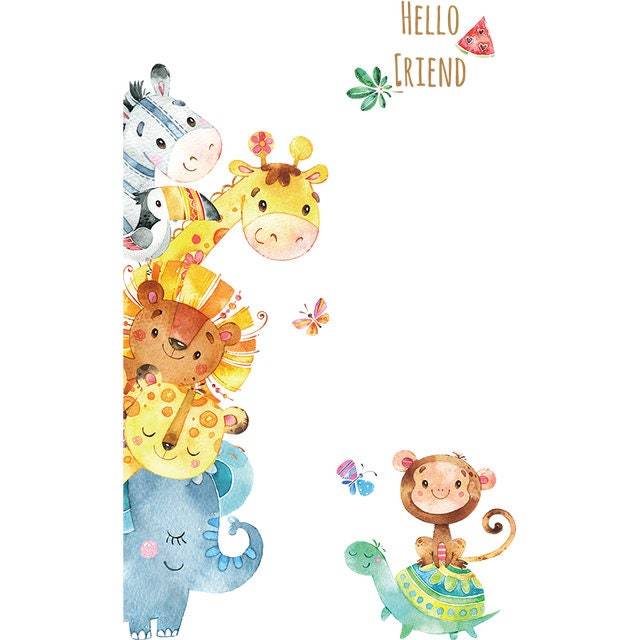 ChandeliersDecor.com-Home Decor Decals-Jungle Animals Wall Stickers - DIY Vinyl Decals for Kids Room