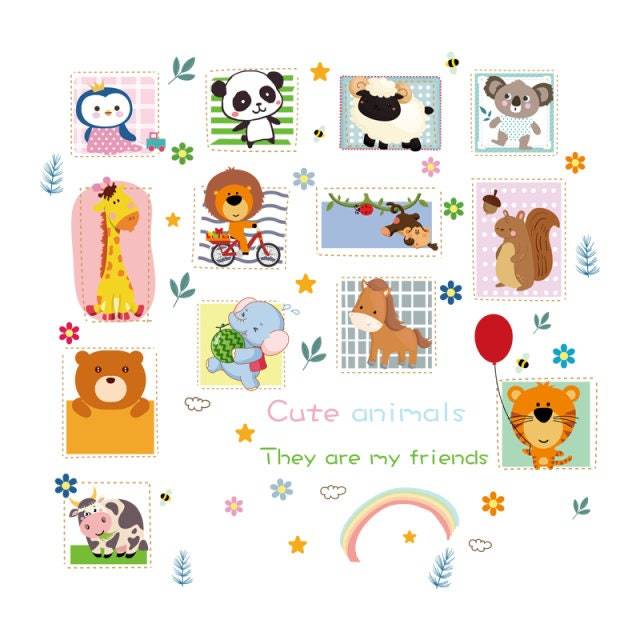 ChandeliersDecor.com-Home Decor Decals-Jungle Animals Wall Stickers - DIY Vinyl Decals for Kids Room