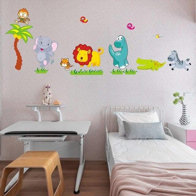 ChandeliersDecor.com-Home Decor Decals-Jungle Animals Wall Stickers - DIY Vinyl Decals for Kids Room