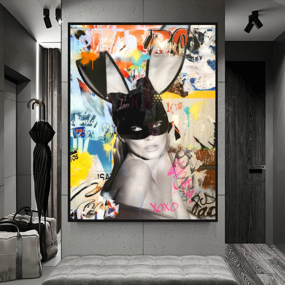 Kate Moss Bunny Poster: Iconic Artwork featuring Kate Moss-ChandeliersDecor.com