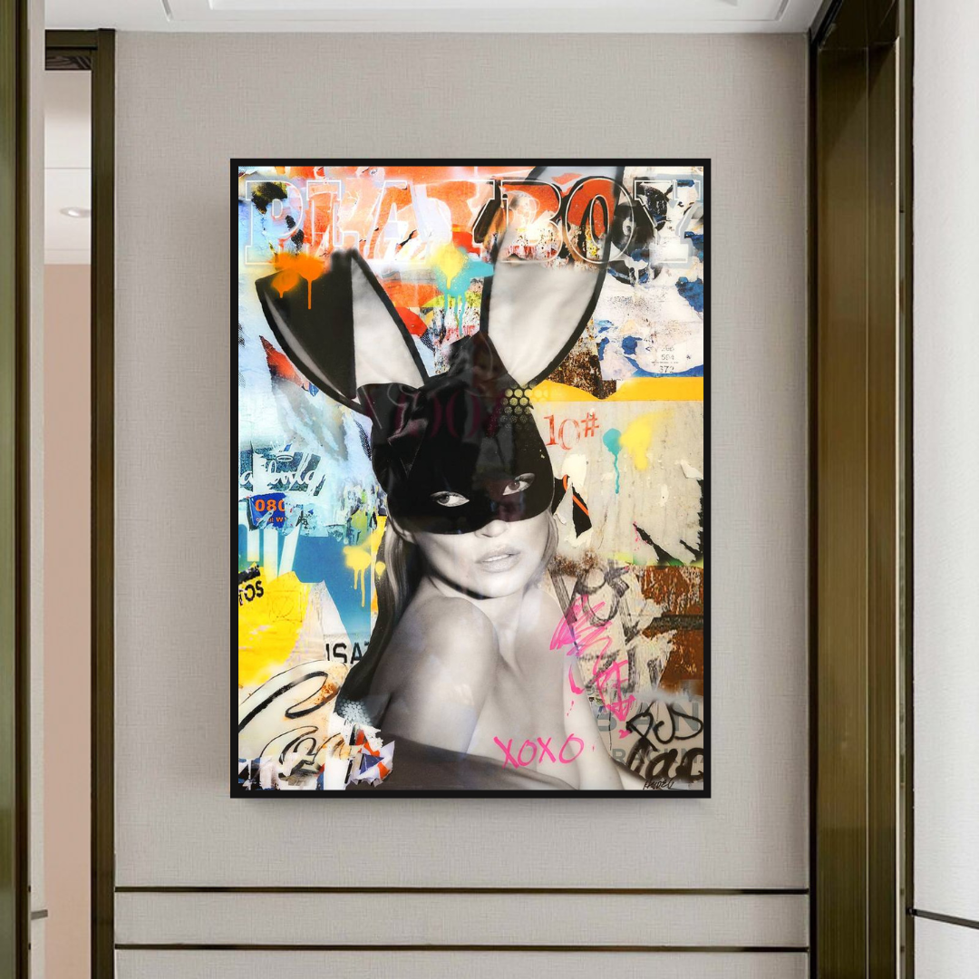 Kate Moss Bunny Poster: Iconic Artwork featuring Kate Moss-ChandeliersDecor.com
