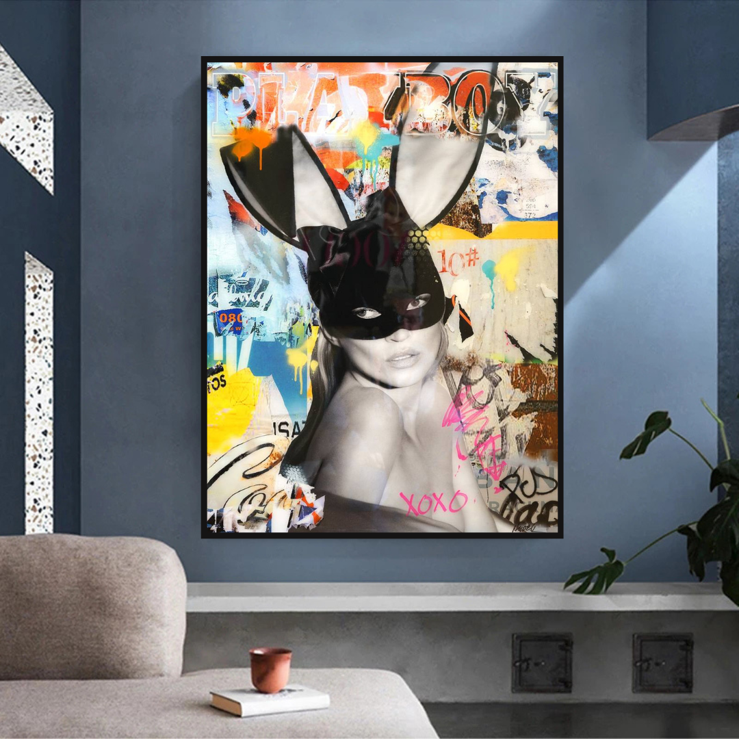 Kate Moss Bunny Poster: Iconic Artwork featuring Kate Moss-ChandeliersDecor.com