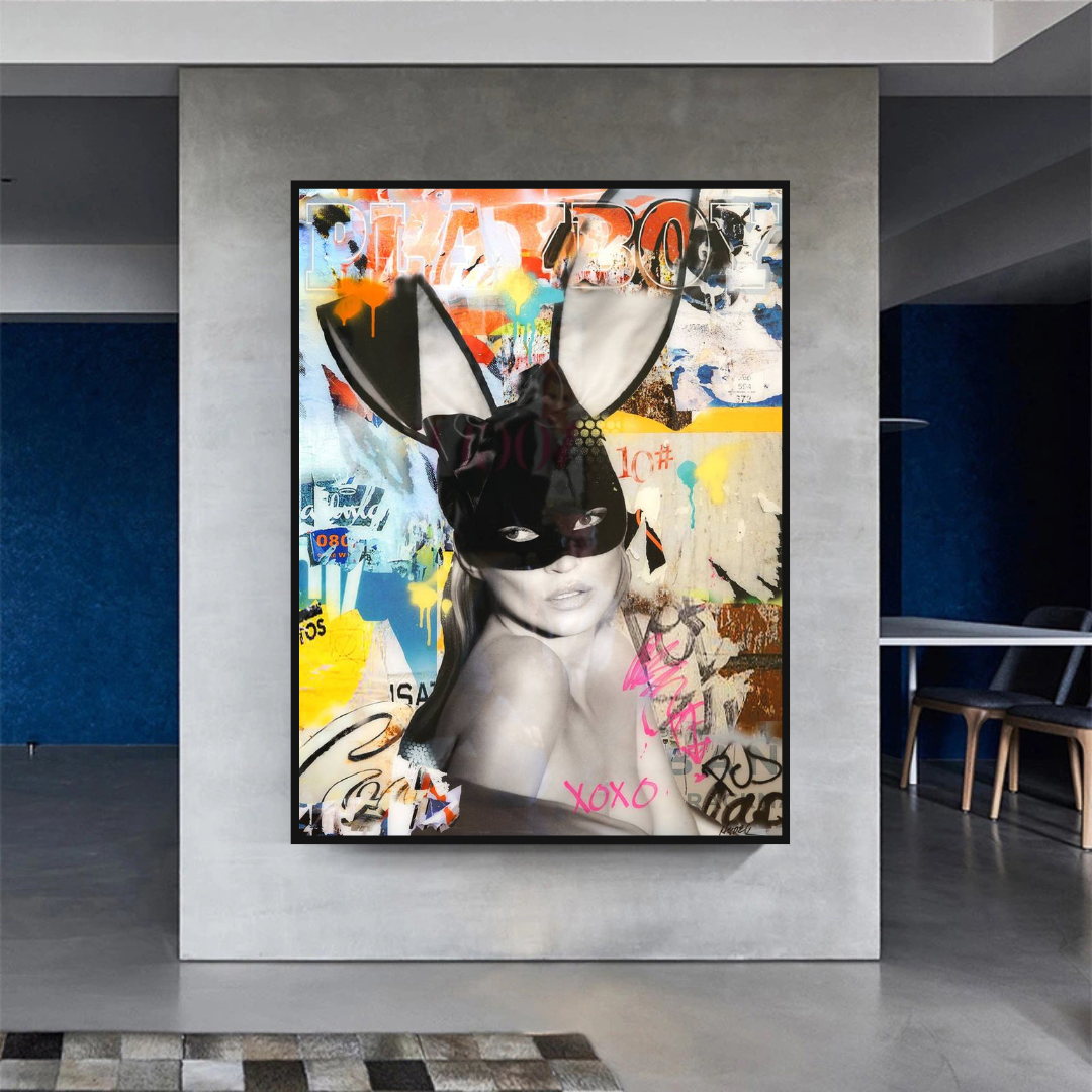 Kate Moss Bunny Poster: Iconic Artwork featuring Kate Moss-ChandeliersDecor.com