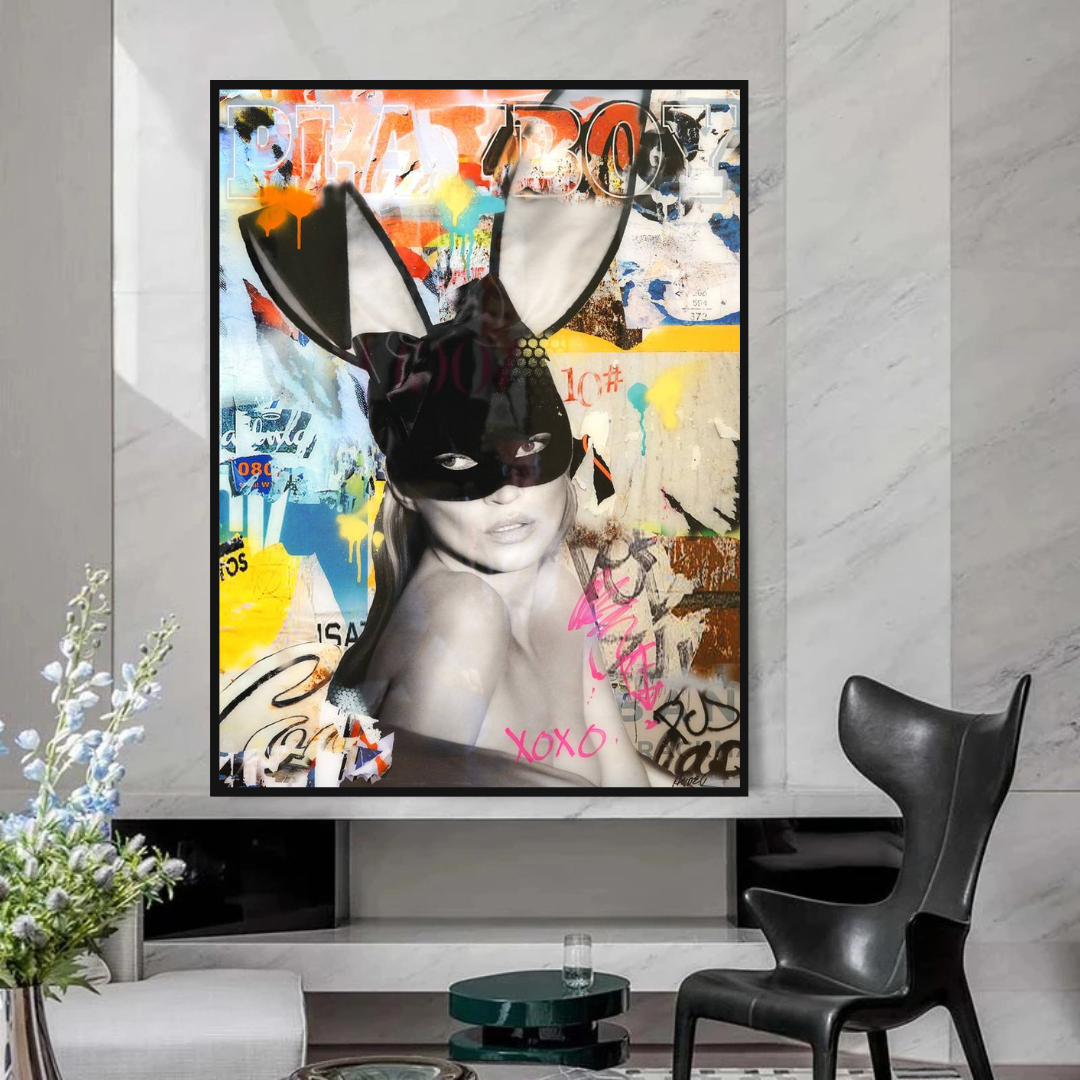 Kate Moss Bunny Poster: Iconic Artwork featuring Kate Moss-ChandeliersDecor.com