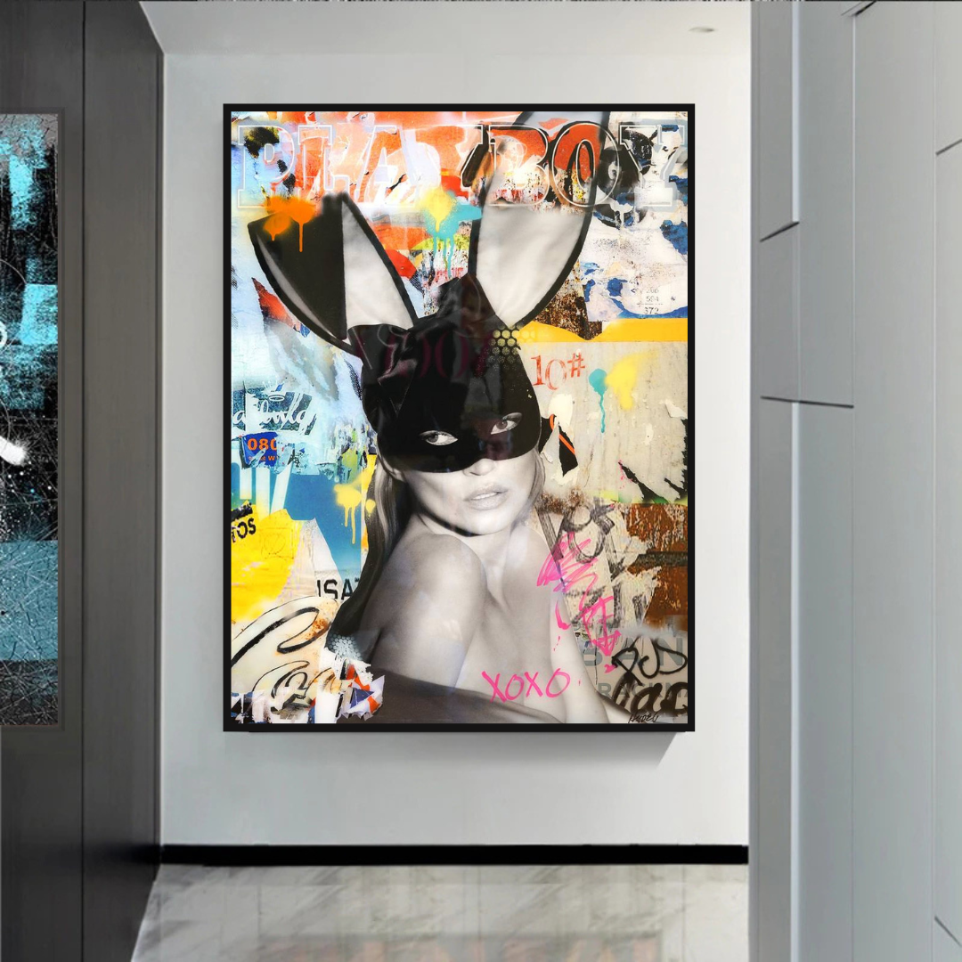 Kate Moss Bunny Poster: Iconic Artwork featuring Kate Moss-ChandeliersDecor.com