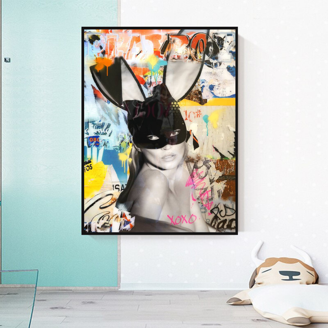 Kate Moss Bunny Poster: Iconic Artwork featuring Kate Moss-ChandeliersDecor.com