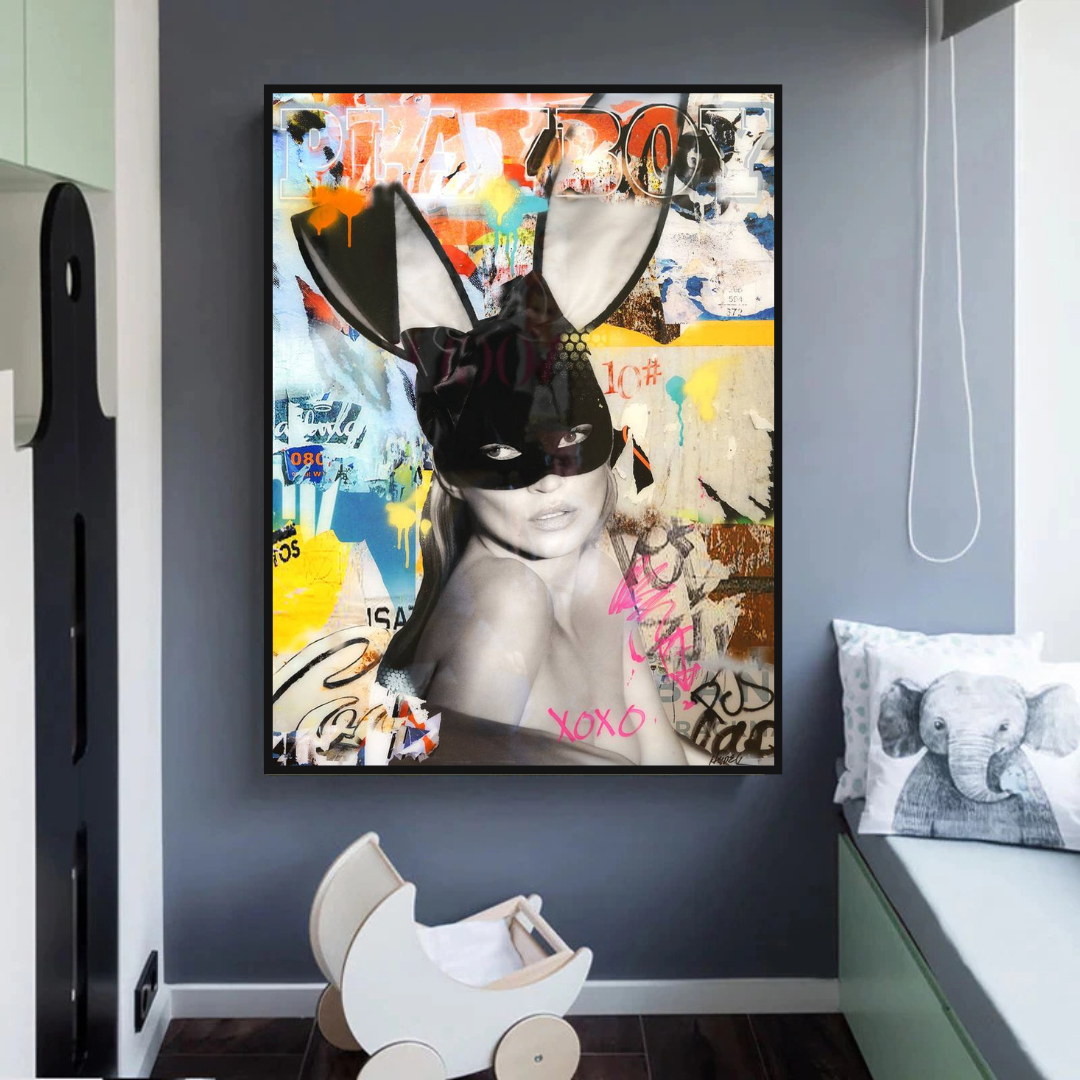 Kate Moss Bunny Poster: Iconic Artwork featuring Kate Moss-ChandeliersDecor.com