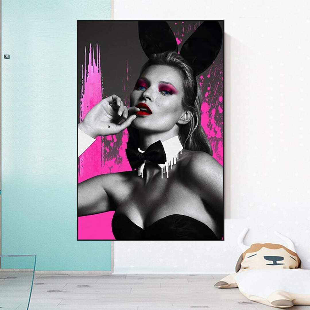Kate Moss Pink Bunny Poster - Limited Edition Art Print-ChandeliersDecor.com