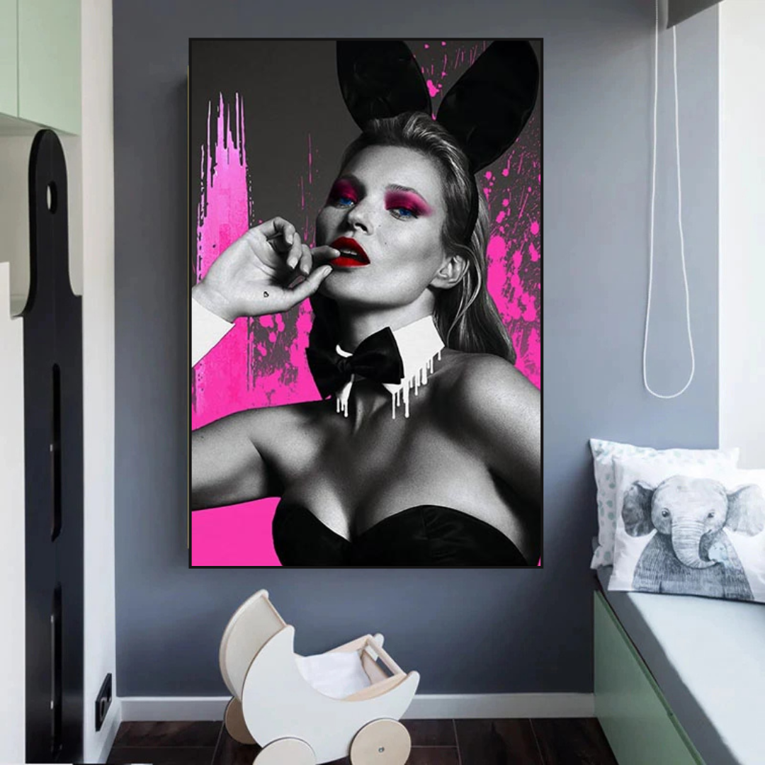 Kate Moss Pink Bunny Poster - Limited Edition Art Print-ChandeliersDecor.com