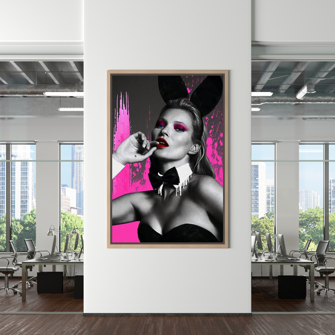 Kate Moss Pink Bunny Poster - Limited Edition Art Print-ChandeliersDecor.com