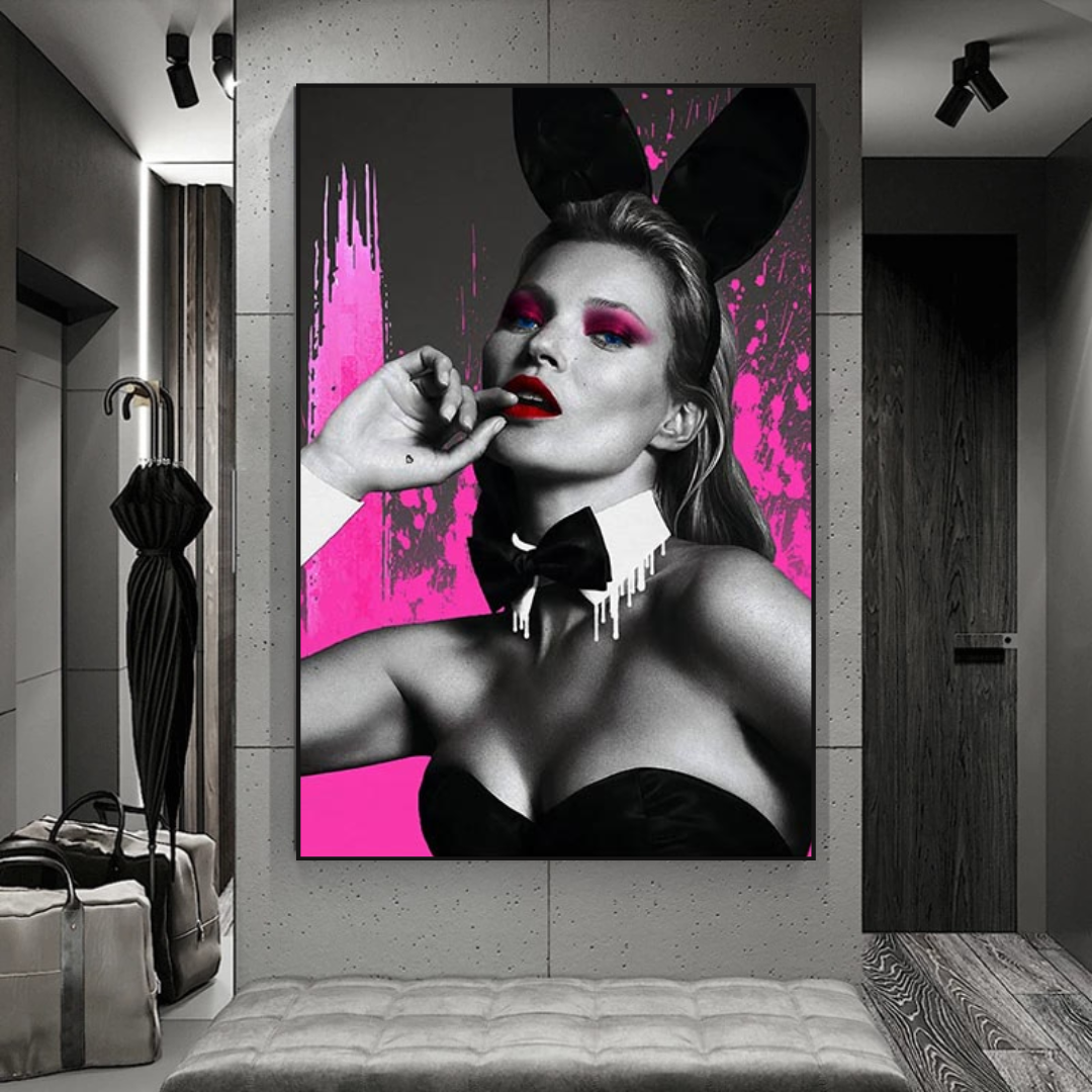 Kate Moss Pink Bunny Poster - Limited Edition Art Print-ChandeliersDecor.com
