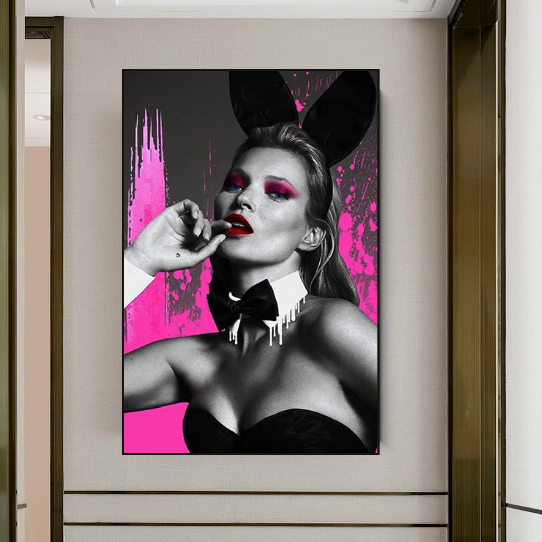 Kate Moss Pink Bunny Poster - Limited Edition Art Print-ChandeliersDecor.com